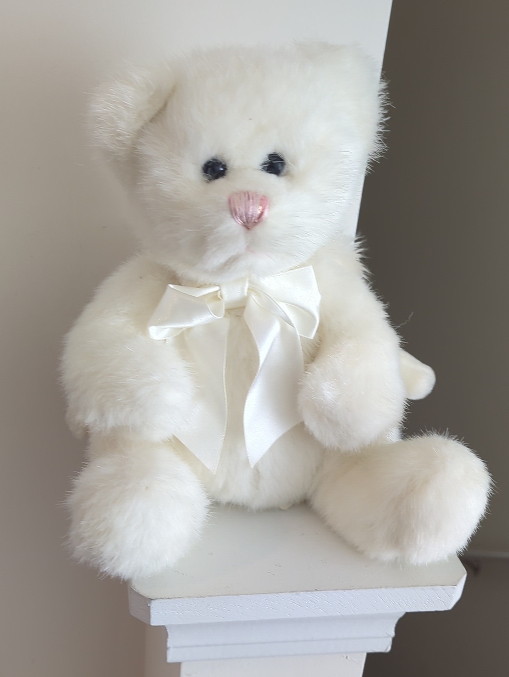 Plush White Teddy Bear with Satin Bow